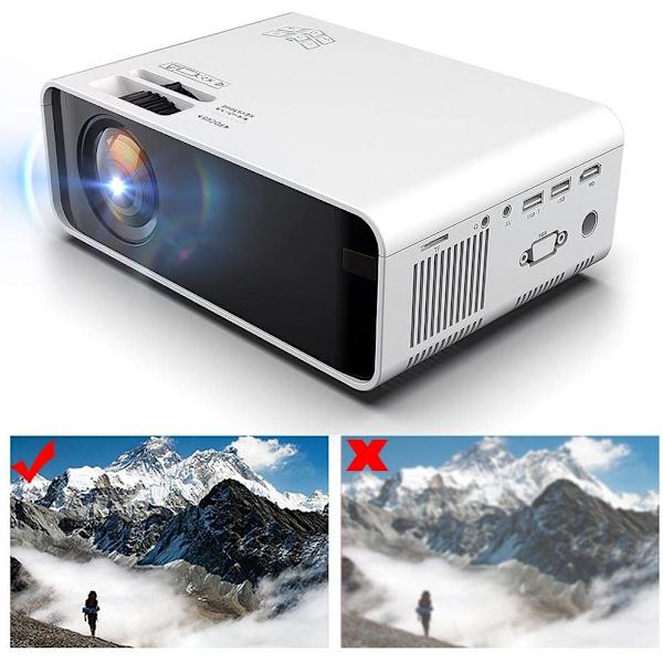 LED-projektori HD 1080P, yhteensopiva HDMI:n, USB:n, AV:n kanssa - valkoinen