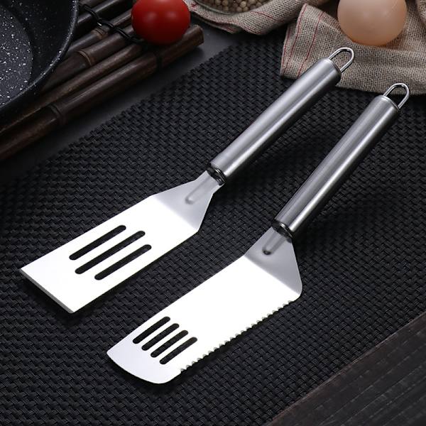 2 st Rostfritt Stål Japansk Stekspade, Ätspade, Stekspade för Biff, Stekt Ägg, Pannkakspade, Tårtspade, Teppanyakispade
