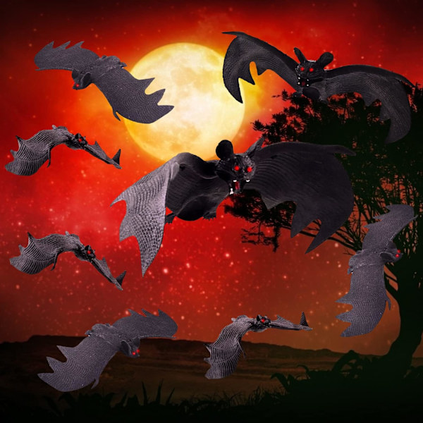 Halloween-flagermus, Halloween-dekoration flagermus 8 stk., 3D Halloween Han