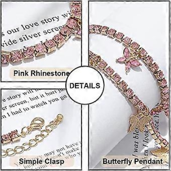 Fjärilschoker Halsband Glittrande Kristallhänge Halsband Strass Fjäril Kedja Glitter Party Smycken, Smyckesgåvor till Mamma Fru Flickvän