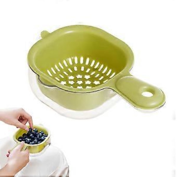 Köksdurkslag Skål Set 2 i 1 Frukt Grönsak Tvätt Mat Sil Korg för Pasta Spaghetti och Sallader Green