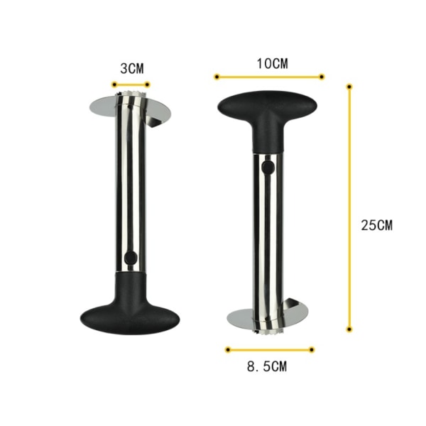 Ananas Cutter Ananas Cutter Ananas Slicer, Rustfrit Stålskræller og Skræller Avocado Cutter Frugt Cutter (Sølv),24 x 8.5cm,Sort