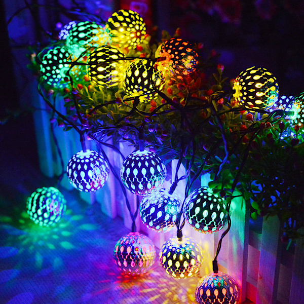 Marocaine 5m 20 LED udendørs solcellelamper, 8 justerbare tilstande, Wat