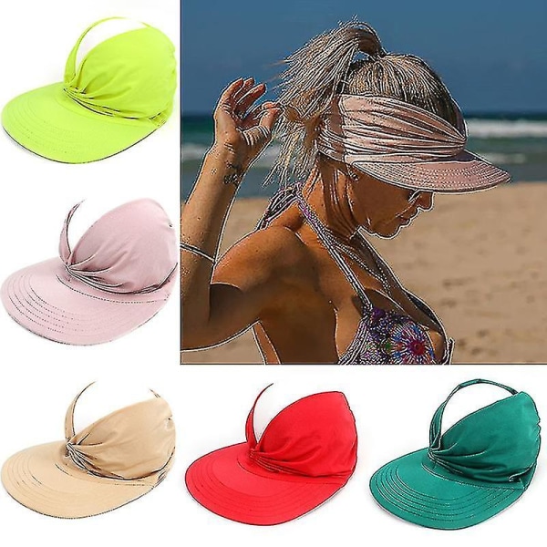 Baseball Solhatt Sports Solskjerm Tom Topp Uv Beskyttelse Solhatter Kvinner Uv Beskyttelse Brann Strand（Rosa）