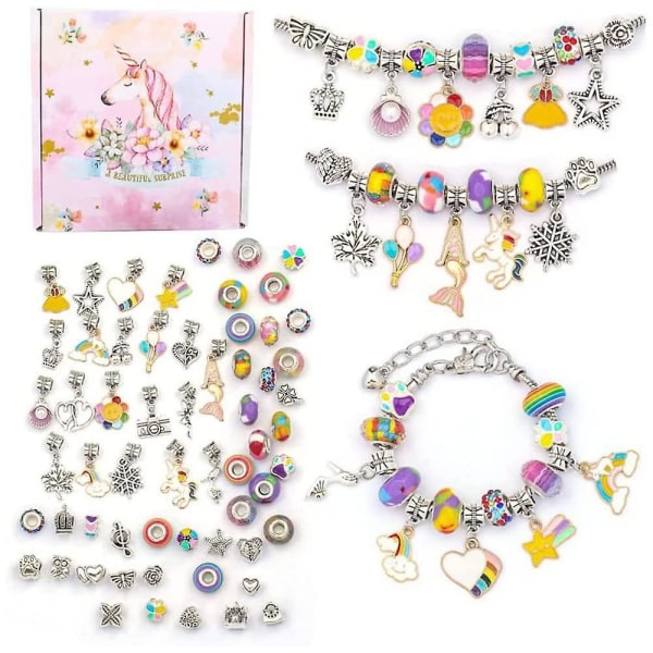 Gör-det - själv set , presenter för flickor och smycken , färgglada kristallpärlor Unicorn Mermaid Smycken Set Färg