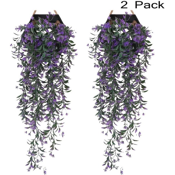 2 delar Faux Ivy | Konstgjord murgrönaväxt | Falling Ivy | Konstgjord murgröna löv - lila (lila)