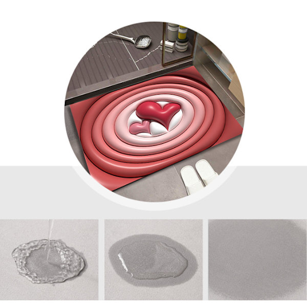 3D visuaalinen rakkaus liukumaton ja vettä imevä matto, superabsorbentti