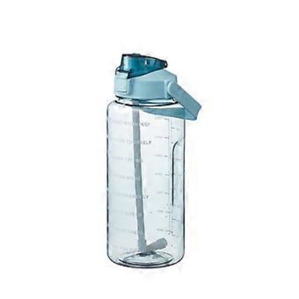 2 Liters Vattenflaska Sugrörskopp Med Tidsskala Studsskydd Utomhus Sport Stor