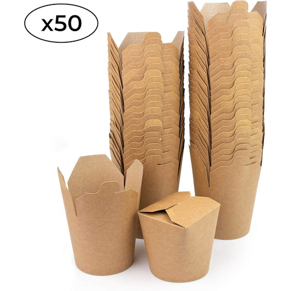 Papperslådor i brunt, 50-pack, 780 ml - Engångsförpackning för mat