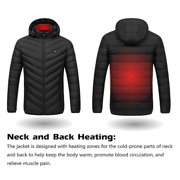 Sähkölämmitteinen takki Unisex  3 lämmitystasoa Usb-lämmityspuuvilla takki Talvipyöräily（5XL）
