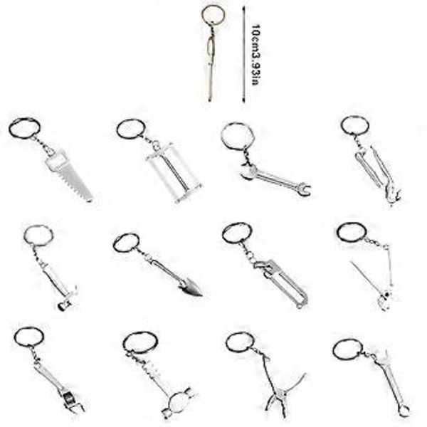 5 Stk. Miniature Klo Hammer Nøgleringe Stilfuld Metal Nøgleholder Sølv Zinklegering Sølv Mini Værktøj Wrench 04
