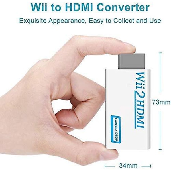 Wii till HDMI-omvandlaradapter, Wii till HDMI 1080p-kontakt Utgång Video 3,5 mm ljud - stöder alla Wii-visningslägen, vit