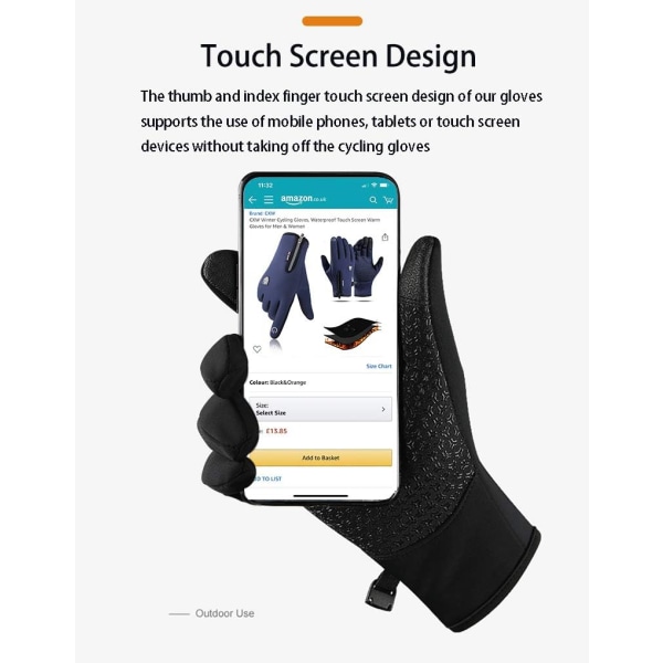 Touchscreen cykelhandsker til mænd og kvinder (blå, størrelse L)