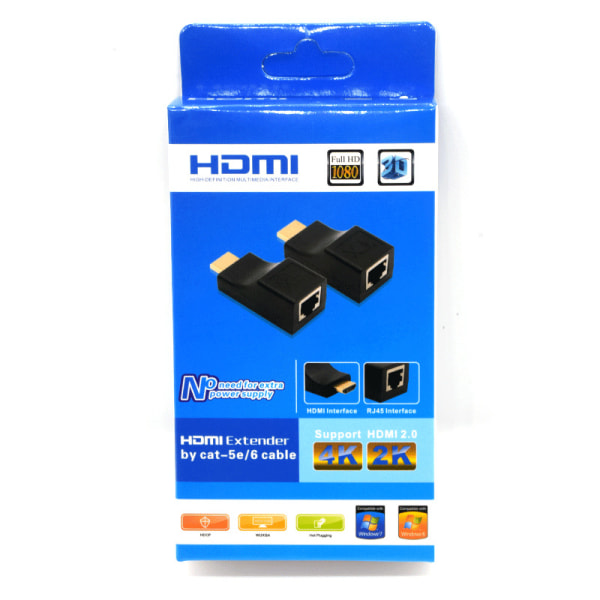 Hd HDMI enkel nettverkskabelforlenger rj45 til HDMI réseau signalforlenger sender 30 meter hd 1080