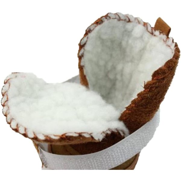 Puppy Cozy Varm Anti Slip Vinterstövlar För Husdjur Fleece Snöskor（2 (Vikt* 3lb) Brun）