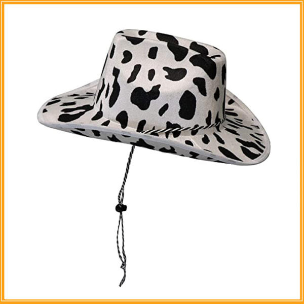 Cow print fun cowboy hat, black and white unisex hat