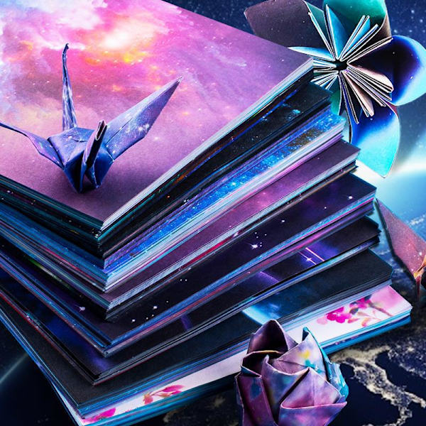 Kaksisuuntainen origami, yötaivaan tähdistö lasten askartelupaperi,
