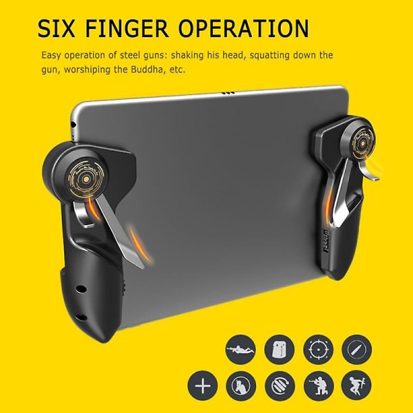 Mobil Pubg Game Controller För Ipad Tablet Six Finger Game Joystick Handtag