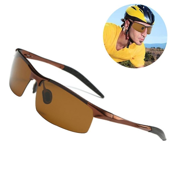 Polariserade solglasögon för män för bilkörning Fiske Golf Metallglasögon Brun