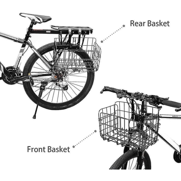 Hopfällbar cykelkorg i metallnät för mountainbike, fram och bak