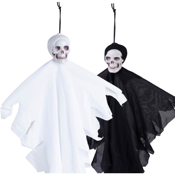 2 Pack Halloween -riippuvat Ghost-koristeet, 14,5" mustavalkoinen H