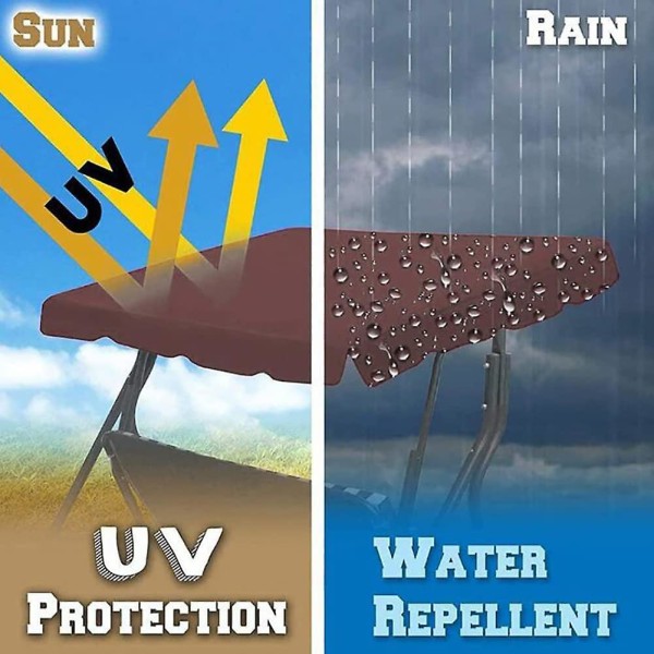 Udendørs havegårdhave Gyngestol Sæde Og Topdæksel Solskærm Baldakin, Gyngestolsovertræk, Vandtæt erstatningsfortelt（164*114*15 cm grøn）