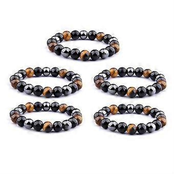 Protein rød jernmalm sort cirkulær rombe perle sundhedsterapi armbånd 1 stk