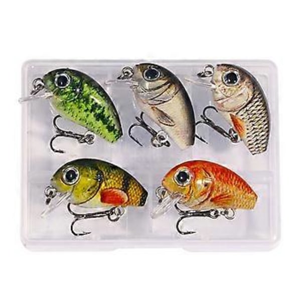 5 st Mjuka Plastbeten Små Wobbler Fiskedrag Konstgjorda Hårda Beten Swimbait Crankbaits med Tackelbox Tålig Set 2 2g