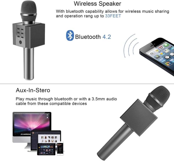 Trådløs Bluetooth Karaoke Mikrofon, Høyere Volum 10W Effekt, M
