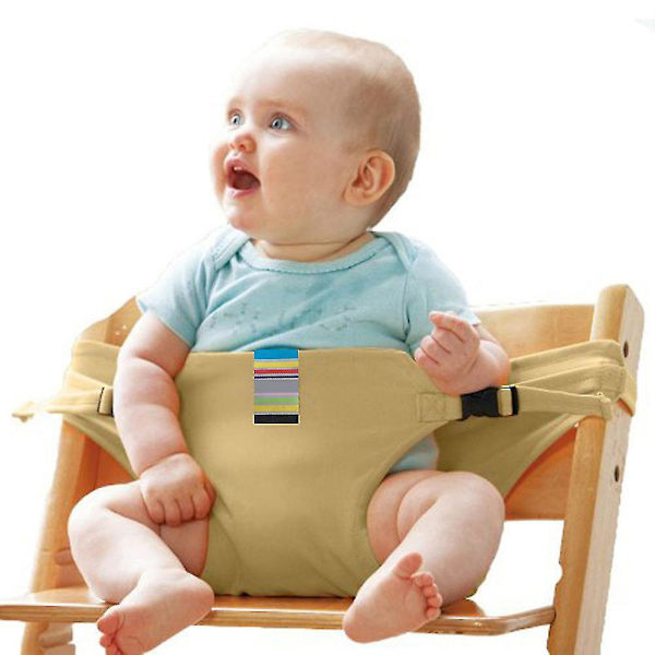 Baby Spisestol Sikkerhetsseter Med Stropper, Småbarn Høy Stol Selebelte, Bærbar Mat Booster Sete Stropp (Khaki)