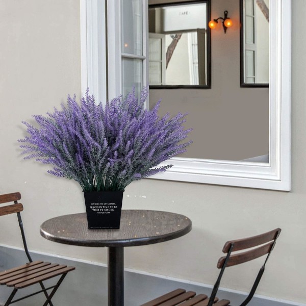 Kunstige lavendel lilla flokket bukett DIY-dekorasjon (10 stk lilla)