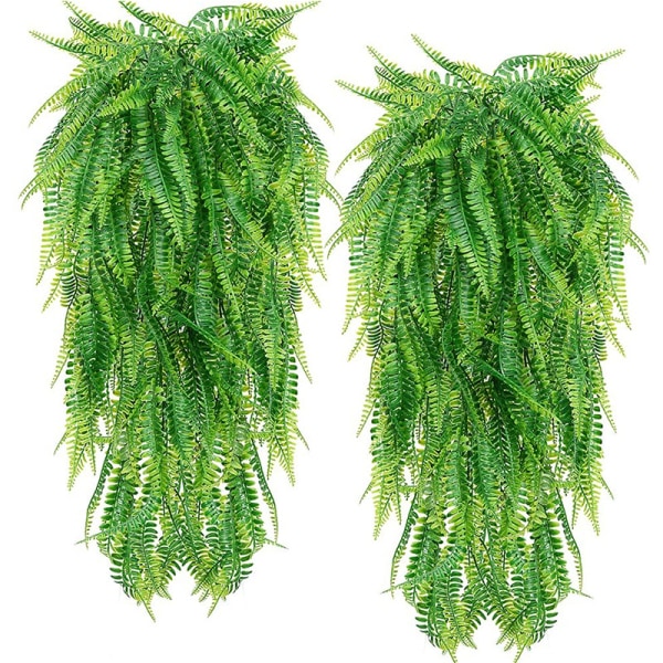 2 stycken konstgjord ormbunke Fake Plant Boston Leaf Artificiell Fake F