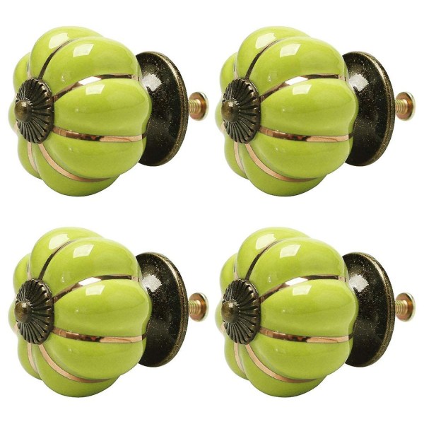 4st Keramiska knoppar Vintage Knopplåda Pumpaformad Draghandtag Möbeldörr Skåp Dekorativ 4st Äppelgrön