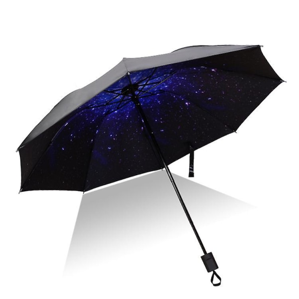 Paraply Män Regn Kvinna Vindtät Stor Paraguas 3d Print Solig Anti-sol 3 hopfällbara paraply utomhus Parapluie（L）