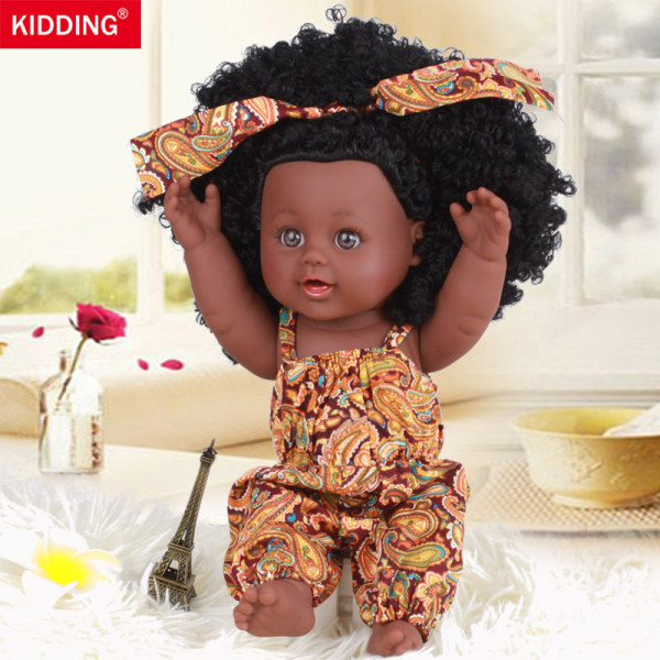 Realistiska Afroamerikanska Svarta Dockor Reborn Baby Flickor Öppna Ögon Babys Toddlers Dolls 12 Tum