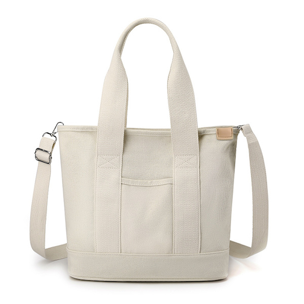 Vit Canvas Väska Dam Casual Tote Bag Handväska