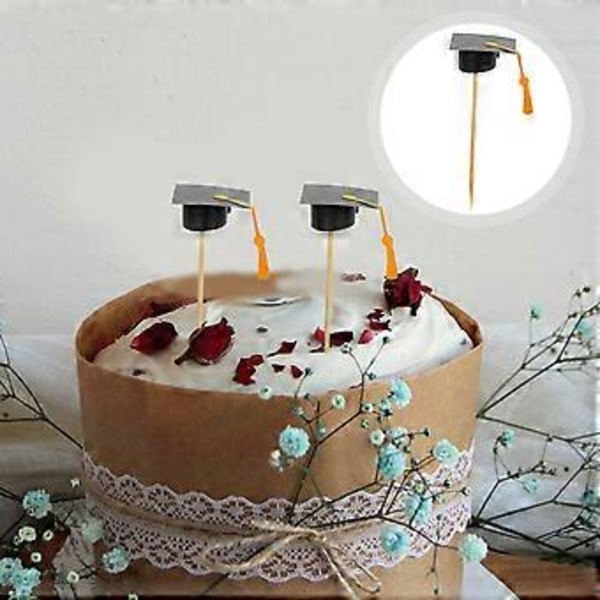 7 kpl Valmistujaislakki Cupcake Toppers Valmistujaisjuhlien Jälkiruokakoristeet Söpö Valmistujaiskakun Koristelu