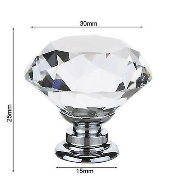12 st 30 mm Kristallglasskåp Byråknopp Diamantlåda Dörrknoppar Drahandtag