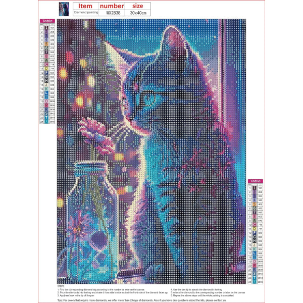 Cat Flower DIY Diamond Painting, 5D DIY Diamond Painting Full Kit