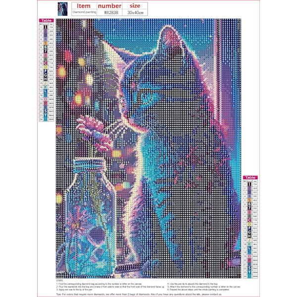 Kattblomma DIY Diamantmålning, 5D DIY Diamantmålning Komplett Set