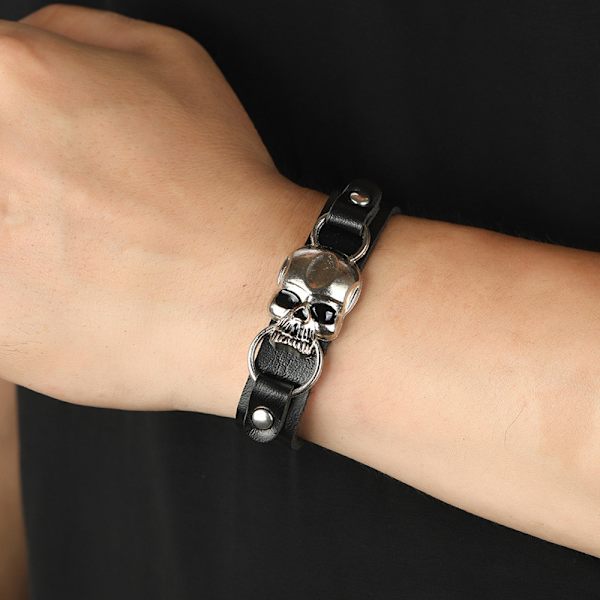 Enkelt hodeskallehode lærarmbånd personlighet trend gate tilbehør armbånd armbånd smykker