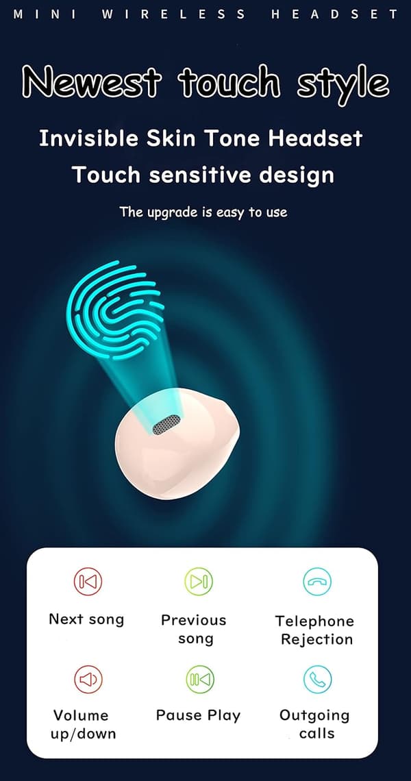 Mini Bluetooth-headset Bluetooth 5.2-version i-øret mini usynlig