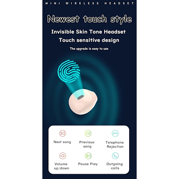 Mini Bluetooth-kuuloke Bluetooth 5.2 -versio Korvan sisäinen Mini Invisibl