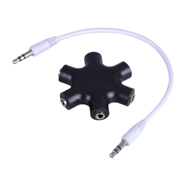 Splitter Jack | Fördelare för 3,5 mm uttag med 6 kontakter | Kabel medföljer för anslutning till ljudkälla