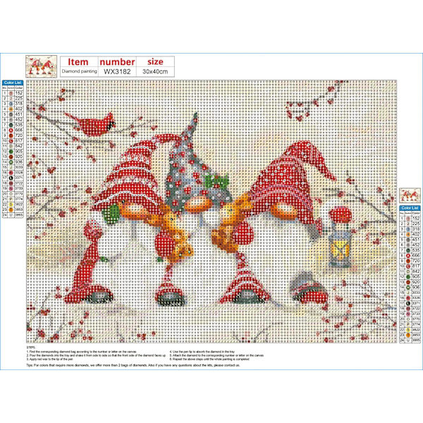(30) 4 stycken DIY Diamond Painting Jul Kit, 5D Jul Broderi