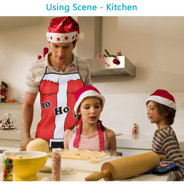 Juleforklæde, køkkenhagesmæk, vaskbart forklæde med julemandspat