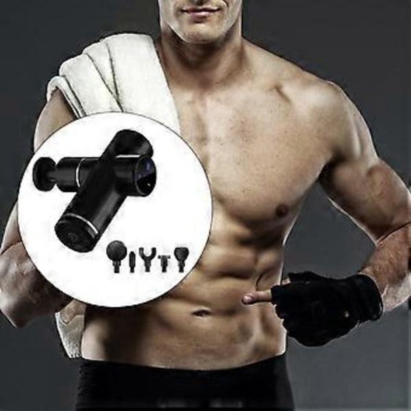 Mini Massage Lättvikt med 5 Huvuden 1800mAh Massageapparat Tyst Djupvävnadsmassage för Muskler Kontor Idrottare Män Kvinnor (Svart) Black