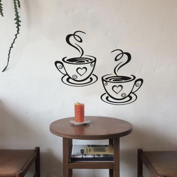 Kaffekop Design Stickers Vægskilte til hjemmet Køkken Restaurant Decor