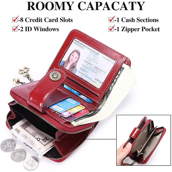 Women's Wallet Leather Coin Purse Short Money Bag Women RFID Bloc