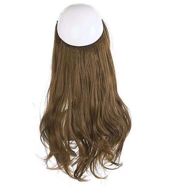 Justerbart pannband osynligt hårförlängning av tråd framhäver långt lockigt syntetiskt hårstycke för kvinnor Värmebeständig fiber（16 tum）